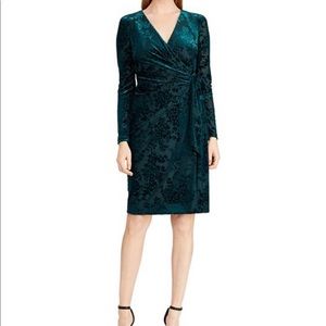 Ralph Lauren Green Velvet Wrap Dress